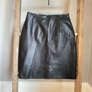 Vintage Black Leather Pencil Skirt (Size 4)